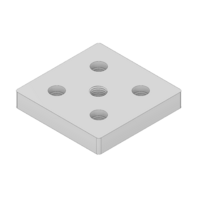 MODULAR SOLUTIONS FOOT & CASTER CONNECTING PLATE<BR>90MM X 90MM, M12 HOLE, SOLID ALUMINUM